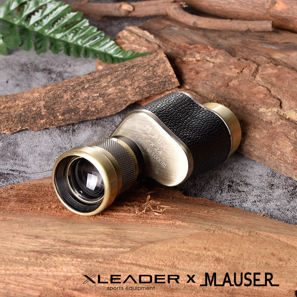 【Leader X】MAUSER 8x24德國軍工迷你便攜式單筒望遠鏡 黃銅 附收納包