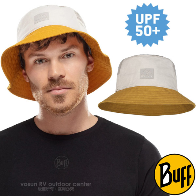 【西班牙 BUFF】高防曬 Sun Bucket Hat 抗UV太陽漁夫帽.中盤帽.遮陽帽.休閒帽/BF125445 奶油蛋黃