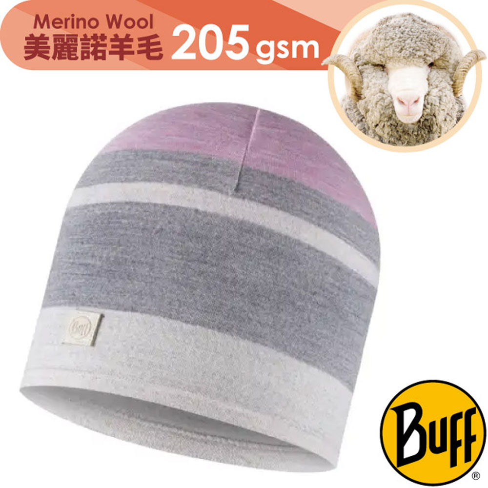 【西班牙 BUFF】舒適繽紛 205 gsm美麗諾羊毛帽(恆溫透氣+抗菌除臭)/130221-933 淺灰粉