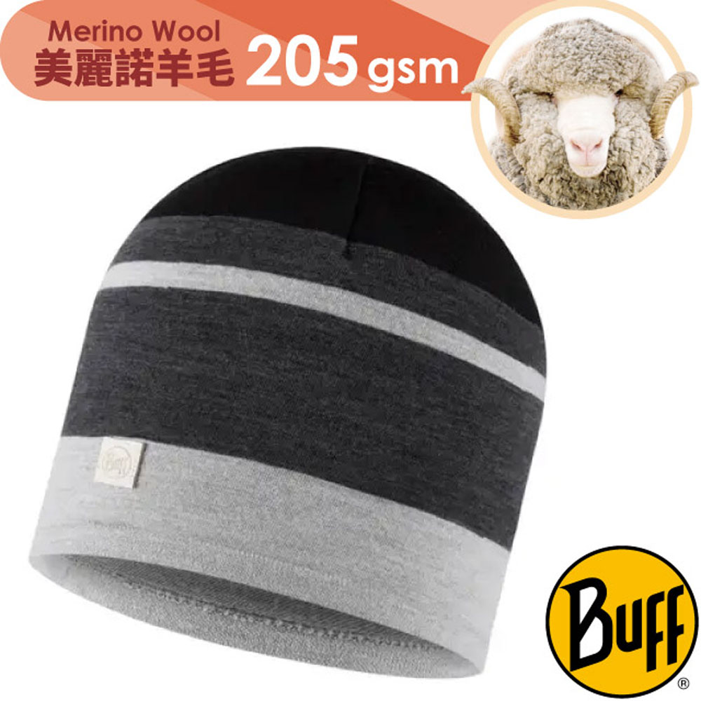 【西班牙 BUFF】舒適繽紛 205 gsm美麗諾羊毛帽(恆溫透氣+抗菌除臭)/130221-901 黑白交錯