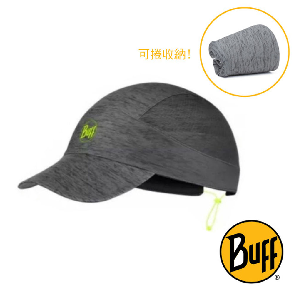 【西班牙 BUFF】可捲收跑帽(輕量快乾.可折疊收納.UPF 50+)鴨舌帽/122575-937 髮絲岩灰