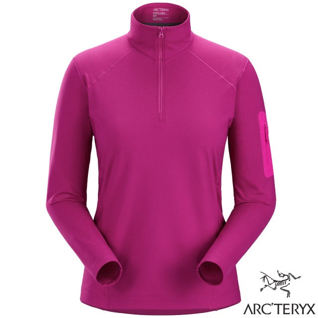 【ARCTERYX 始祖鳥】女 Rho LT Zip Neck 刷毛內層套頭衫.排汗衣 X000006295-30352 玫瑰紫