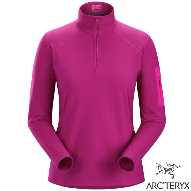 【ARCTERYX 始祖鳥】女 Rho LT Zip Neck 刷毛內層套頭衫.排汗衣_X000006295-30352 玫瑰紫