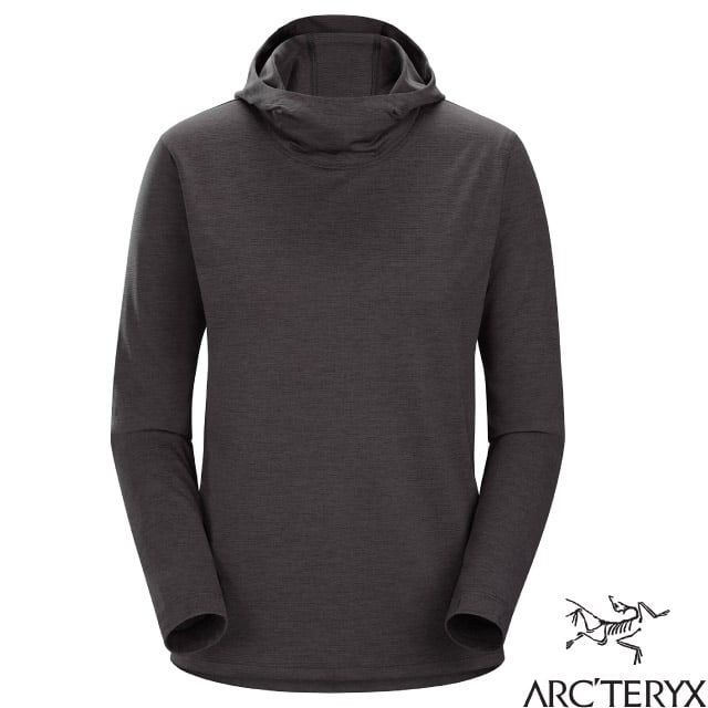【ARCTERYX 始祖鳥】女 Taema 快乾長袖套頭衫.排汗長袖連帽上衣.帽T.休閒衫 X000007295-30804 雜黑