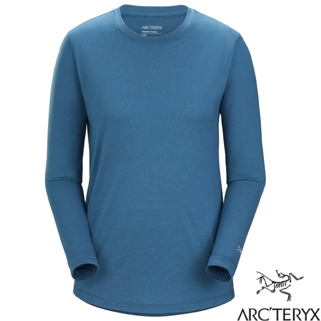 【ARCTERYX 始祖鳥】女 Lana 羊毛長袖圓領快乾上衣.防曬+吸濕排汗+抗臭 X000007434-30800 寧靜綠