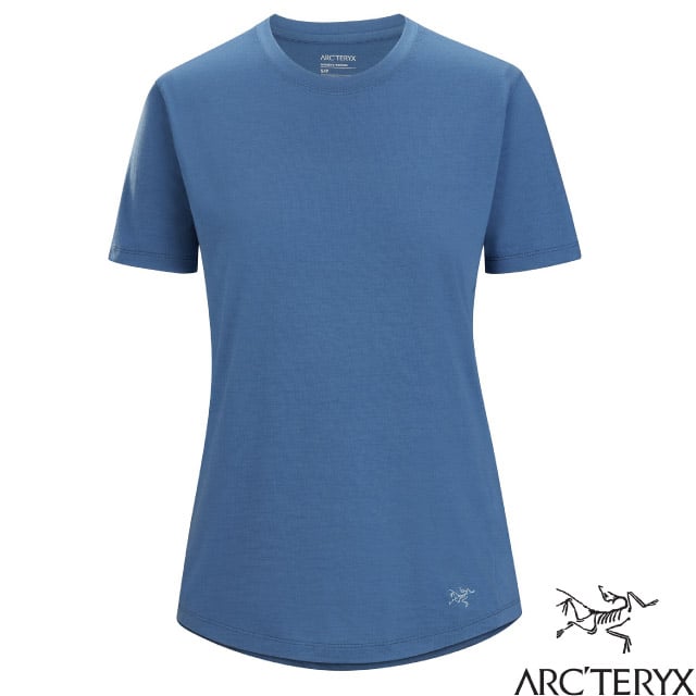 【ARCTERYX 始祖鳥】女新款 Lana 彈性短袖圓領防曬快乾排汗衣(美利奴混紡) 運動T恤/28018 月光藍