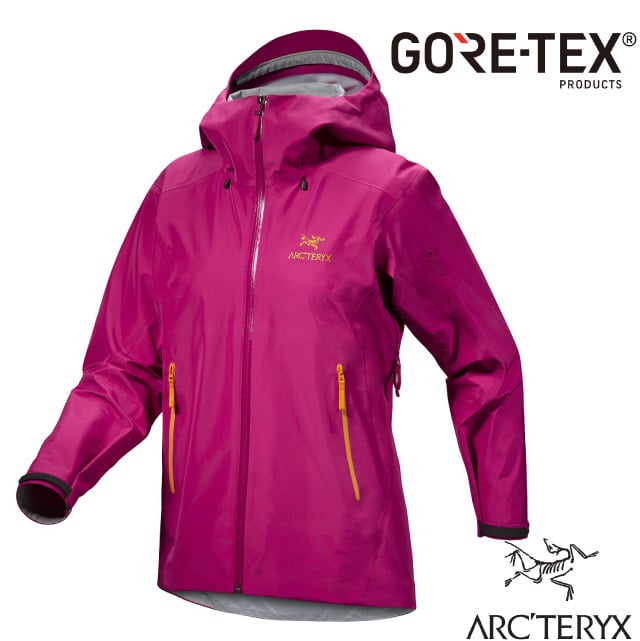 【ARCTERYX 始祖鳥】女 Beta LT Gore-Tex 防水透氣連帽外套(僅350g) X000007239 日暮紅/艾斯黃