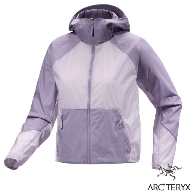 【ARCTERYX 始祖鳥】女 Stowe Windshell 防潑水輕薄透氣連帽風衣外套/X000006073 淺藍香紫/藍香紫