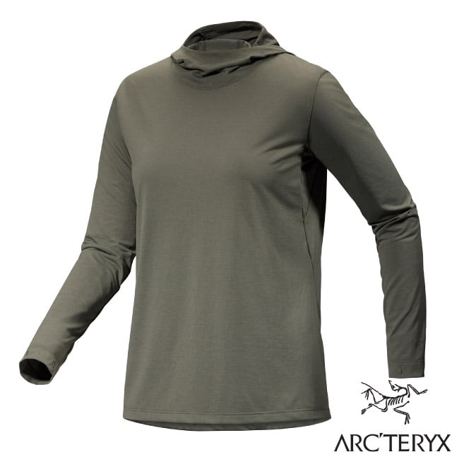 【ARCTERYX 始祖鳥】女 Taema 快乾長袖套頭衫.排汗長袖連帽上衣 X000007295-30804 糧草雜綠
