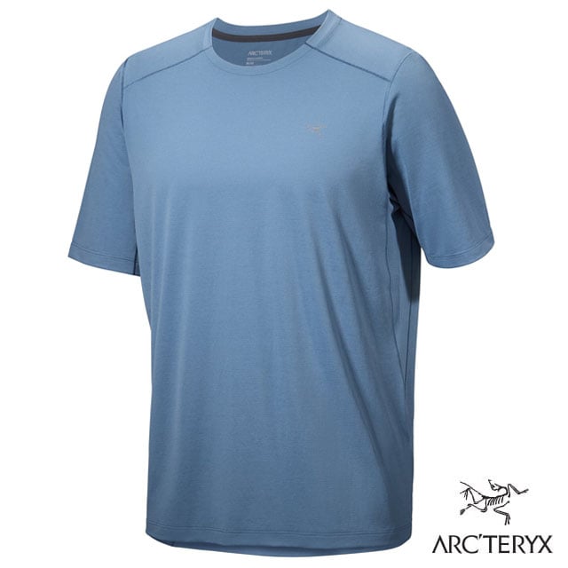 【ARCTERYX 始祖鳥】男 Cormac 登山輕量透氣快乾短袖圓領排汗衣.吸濕排汗 X000007664 石洗雜藍