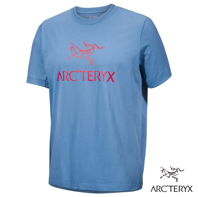 【ARCTERYX 始祖鳥】男 ArcWord Logo 登山輕量透氣短袖圓領排汗衣.T恤 X000007991 石洗藍