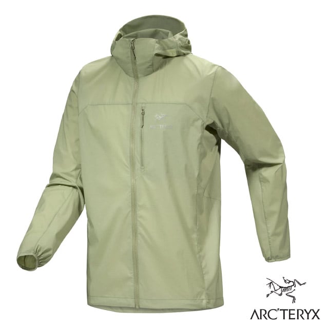 【ARCTERYX 始祖鳥】男 Squamish Hoody 防潑水防風超輕薄連帽風衣外套/X000007411-30752 卡洛斯綠