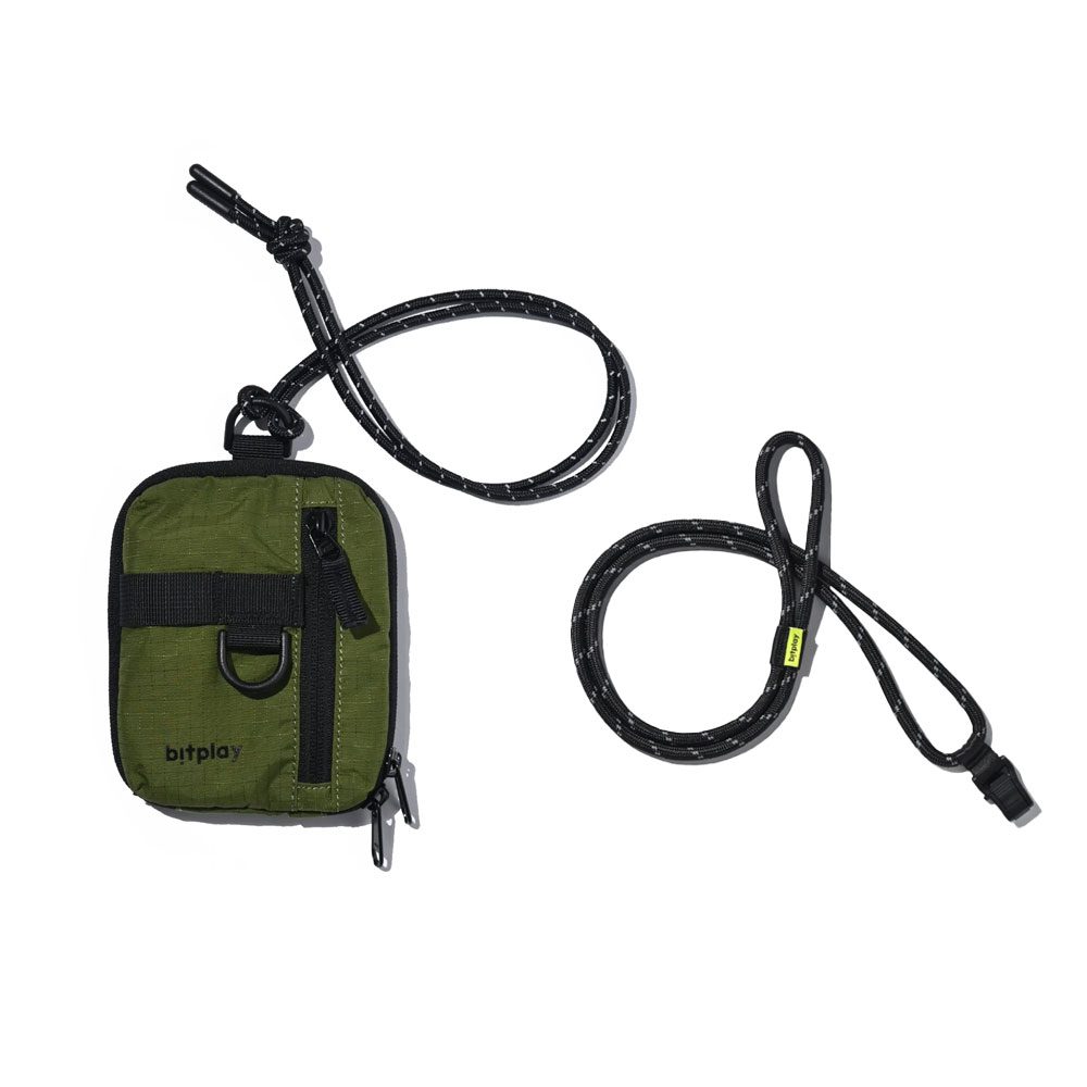 【bitplay】 Essential Pouch 機能小包 V2(含頸掛繩)- 軍綠色+ 8mm撞色掛繩組