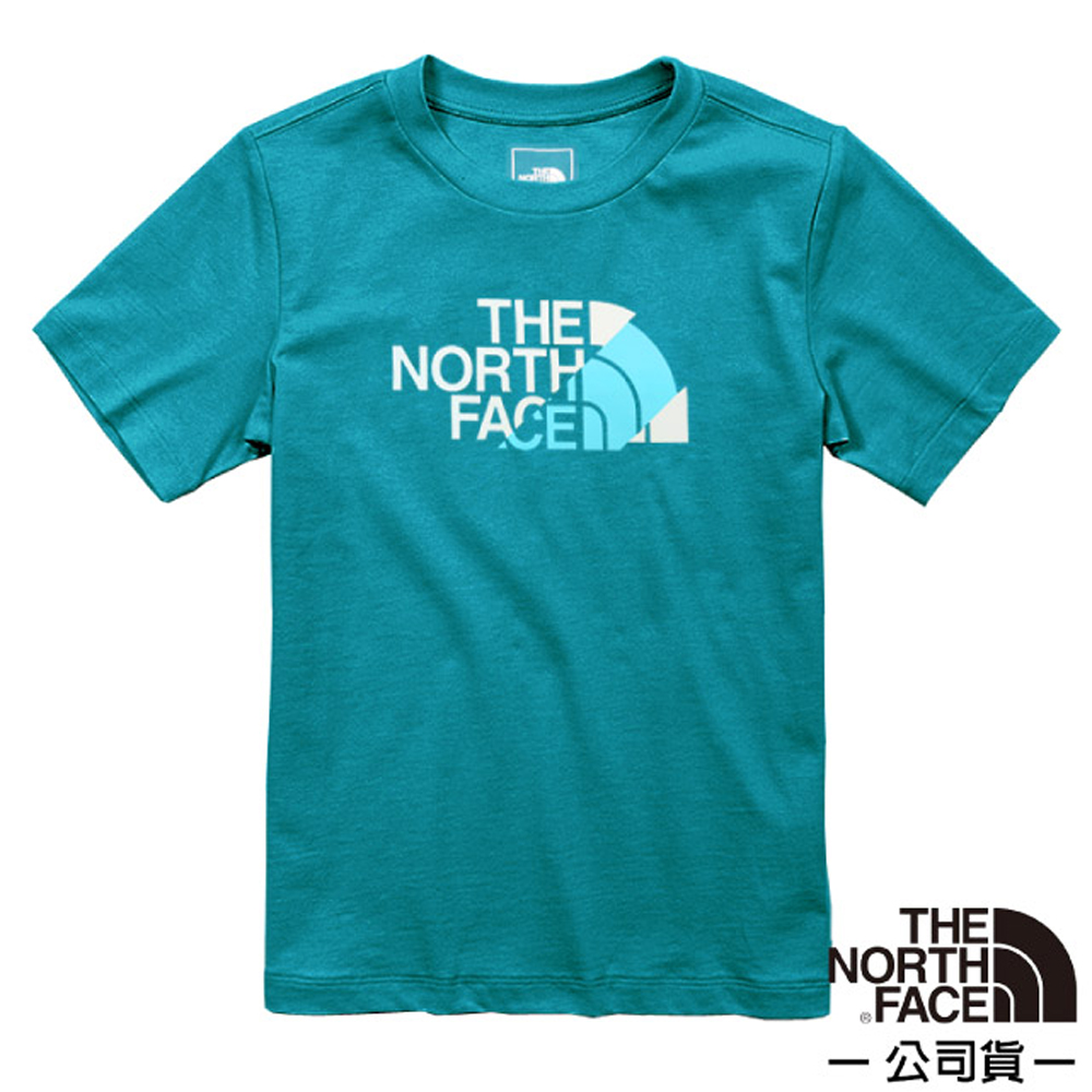 【美國 The North Face】兒童 柔軟透氣純棉短袖圓領T恤(亞洲版型)/81NE-EFS 珊瑚藍