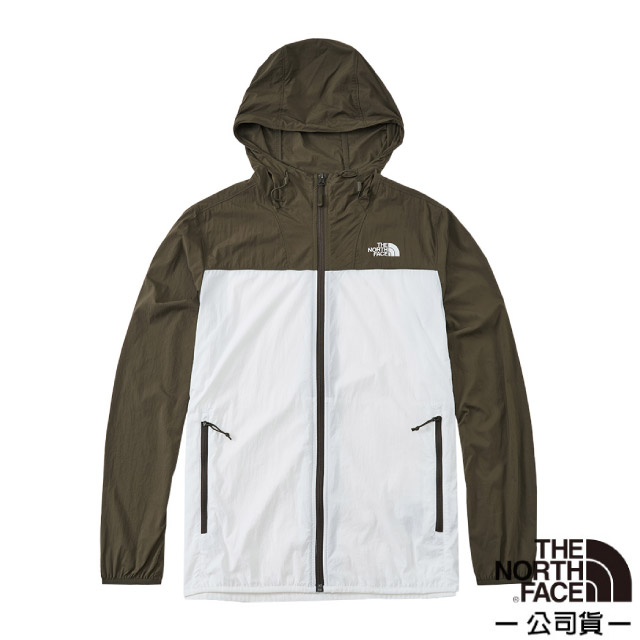 【美國 The North Face】男 可調式輕薄防曬透氣排汗連帽外套(亞洲版型)/4U8X-J22 白/綠