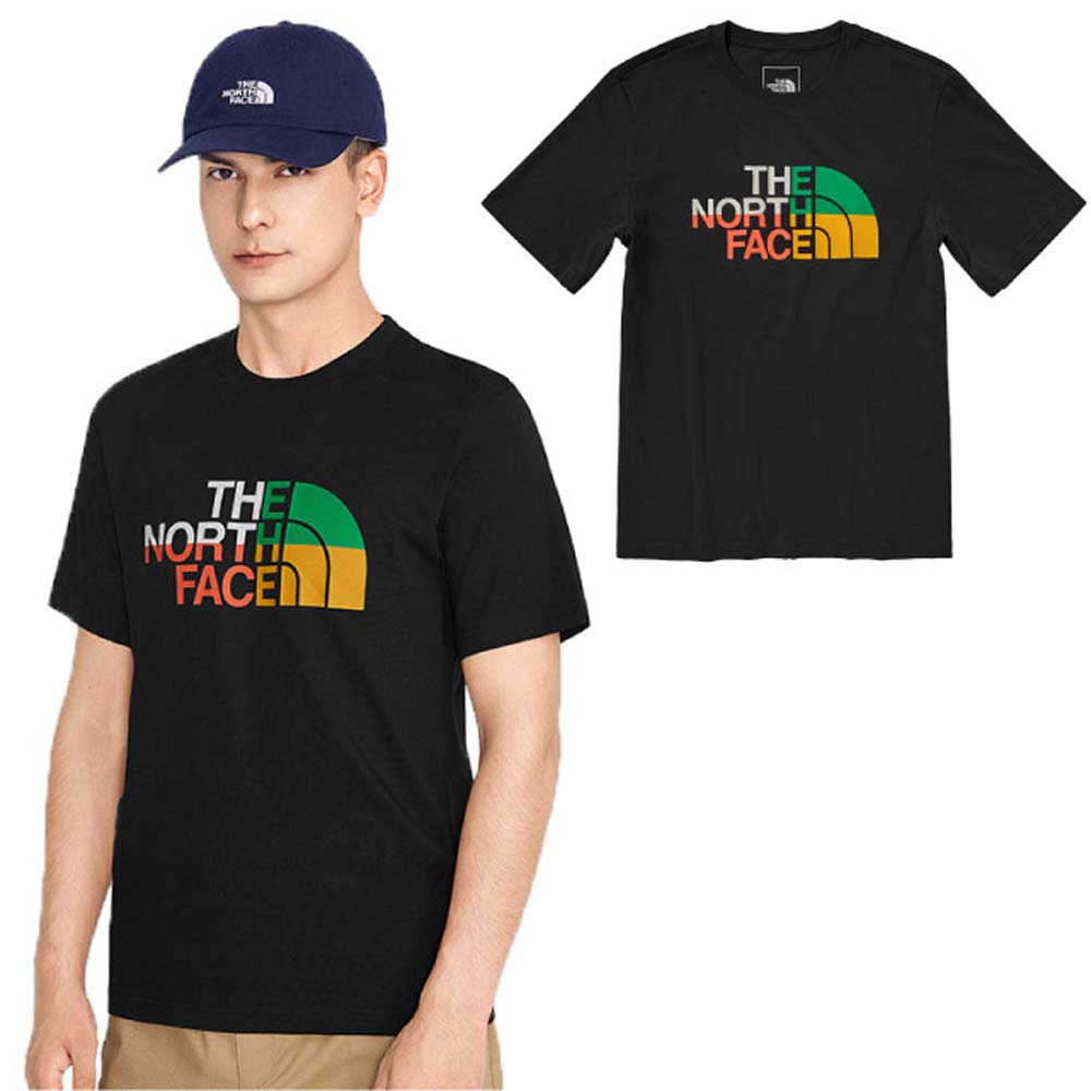 【美國 The North Face】男款 純棉短袖圓領吸濕排汗衣(亞洲版型).機能性透氣上衣/5AZC-JK3 黑 V