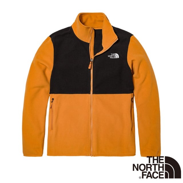 【美國 The North Face】男新款 拼接保暖立領抓絨外套.夾克/機能性運動衫/4NA3-6R2 黃黑
