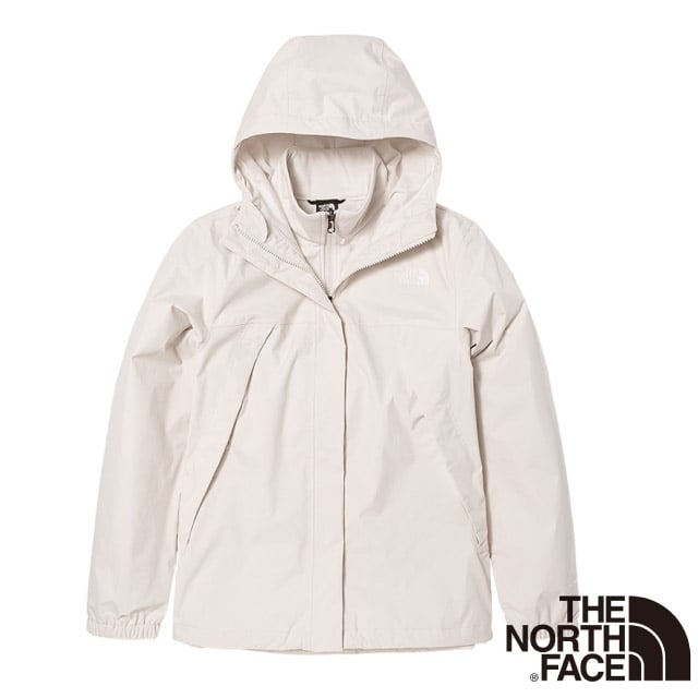 【美國 The North Face】女新款 防水透氣防風耐磨連帽二件式外套(亞洲版型)/7QW6-P4K 白色