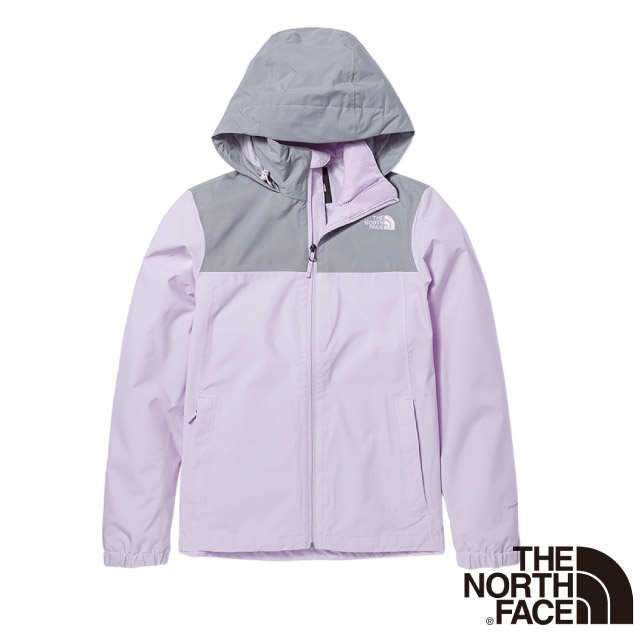 【美國 The North Face】女新款 拼接防水透氣可收納風帽寬鬆衝鋒衣(亞洲版型)/5AZZ-8E3 紫灰
