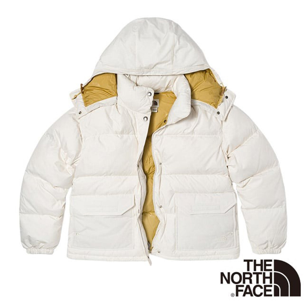 【美國 The North Face】女新款 防風防潑水可拆式連帽羽絨外套.適登山健行/7QVW-N3N 白色