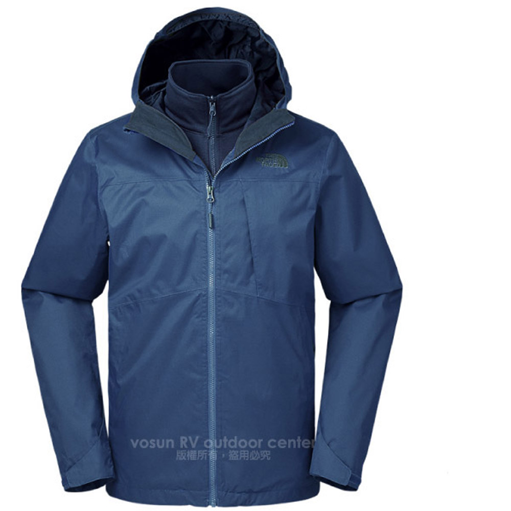 【美國 The North Face】男 防風防水透氣耐磨連帽兩件式外套.夾克/風雨衣/2UC9-HDC 藍 N