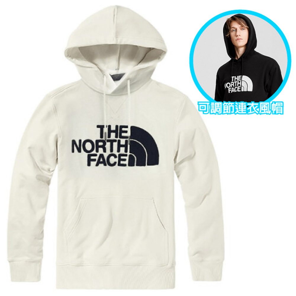 【美國 The North Face】中性款 經典大LOGO 彈性長袖可調節保暖連帽上衣/4NEQ-FN4 白 V