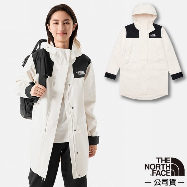 【美國 The North Face】女新款 防水透氣可調節連帽衝鋒衣/夾克.風雨衣/81RZ-N3N 米白色