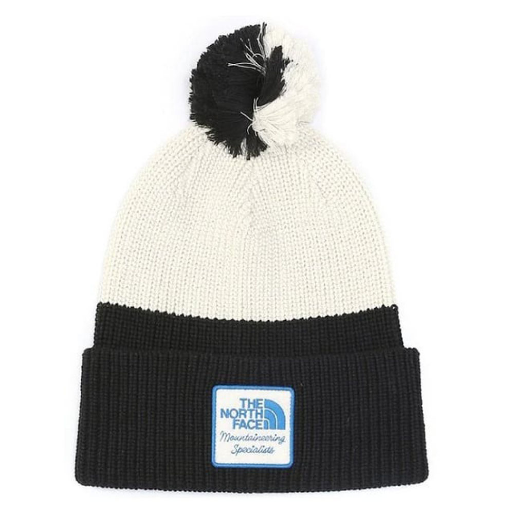 【美國 The North Face】新款 Heritage Pom 輕量針織透氣保暖毛線帽/55KI-LQ6 黑/復古白色 N