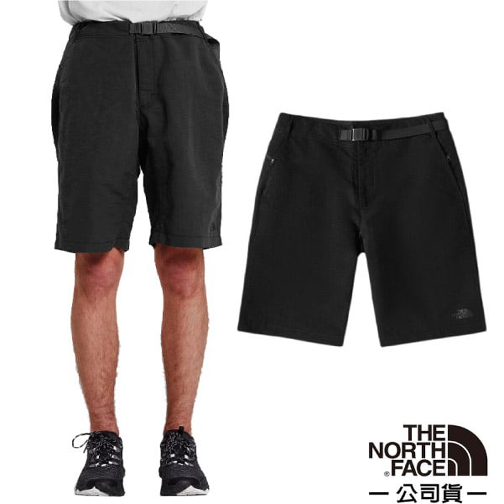 【美國 The North Face】男登山 4D可調彈性吸濕快乾排汗短褲/含腰帶/49BF-JK3 黑 N