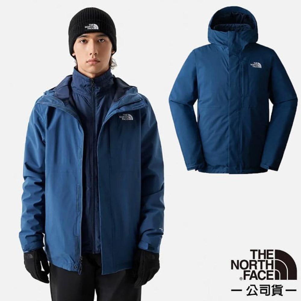【The North Face】男 3效能 防水透氣防風耐磨連帽二件式外套(亞洲版型)/81RN-926 藍色