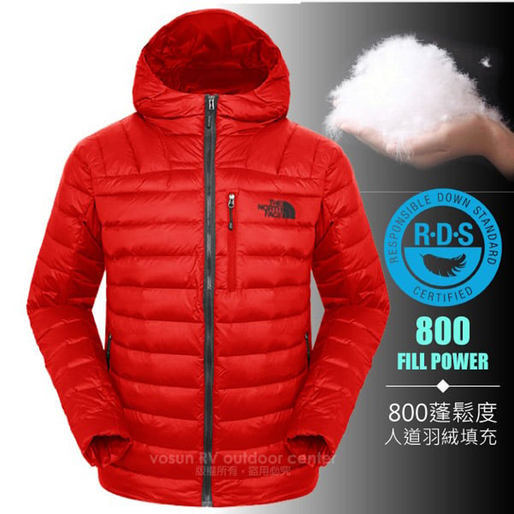 【美國 The North Face】男新款 800FPl 超輕保暖鵝絨羽絨連帽外套/3CFR 紅 N