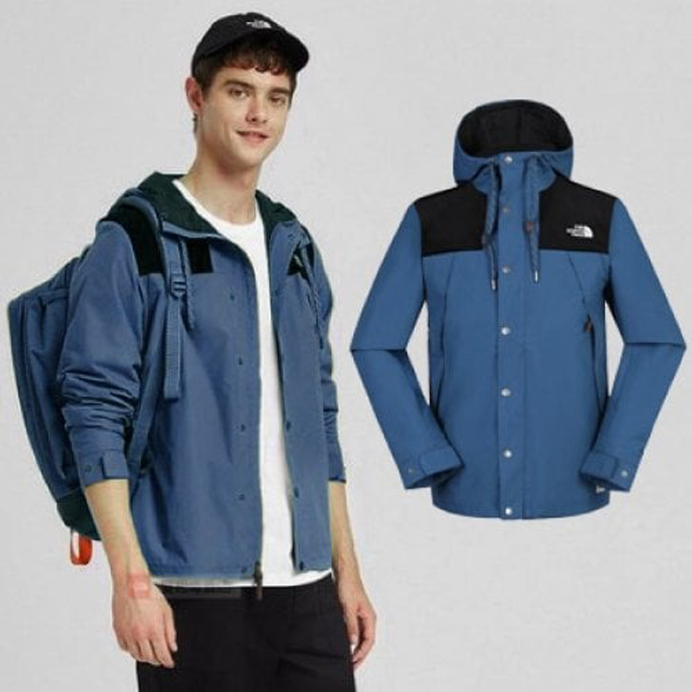 【美國 The North Face】男 WindWall 防風防潑透氣連帽外套.輕量機能運動夾克/3VTZ 藍 N