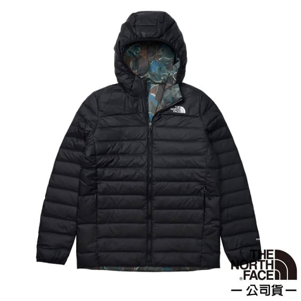 【The North Face】男 防潑水保暖兩面穿連帽羽絨外套/DWR防潑水/83OM-OXR 黑色