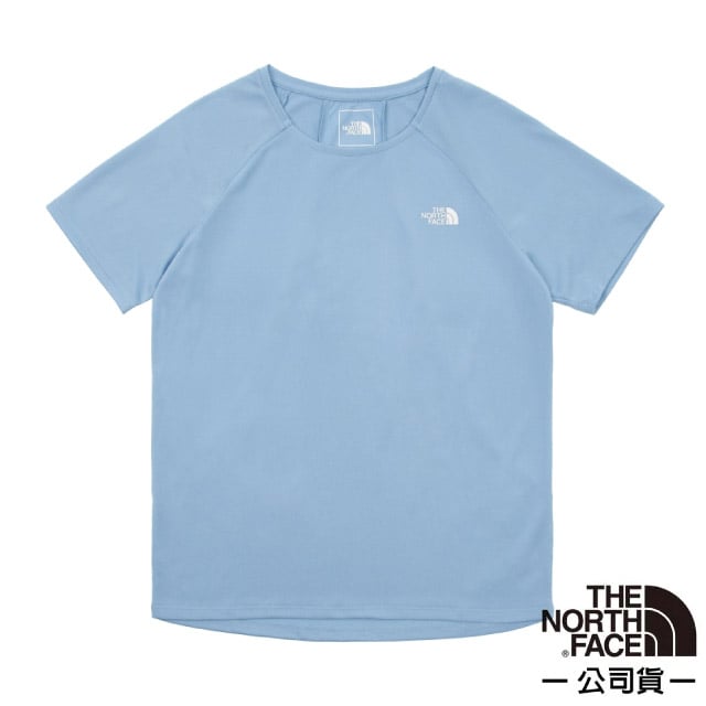 【The North Face】女 吸濕排汗舒適短袖T恤/FlashDry吸濕排汗.圓領設計/8825-QEO 藍色