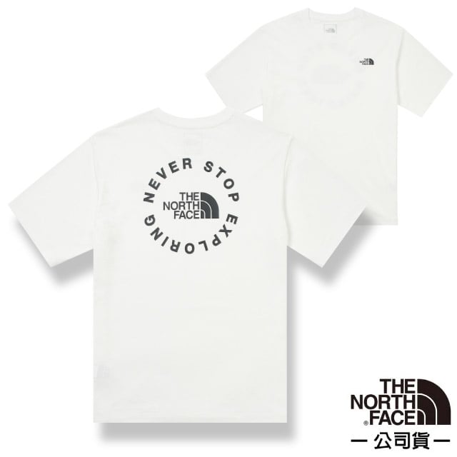 【The North Face】男 品牌標語LOGO休閒短袖T恤/棉質混紡.圓領設計/休閒衫/88GC-FN4 白色