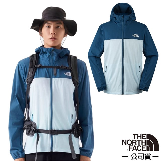 【The North Face】男 SUN CHASE WIND JACKET 連帽輕薄外套(亞洲版型)87VY-TOU 幻想藍