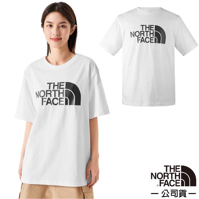 【The North Face】男女 吸濕透氣純棉圓領短袖T恤(亞洲版型) 寬鬆型剪裁/86PS-FN4 雪峰白