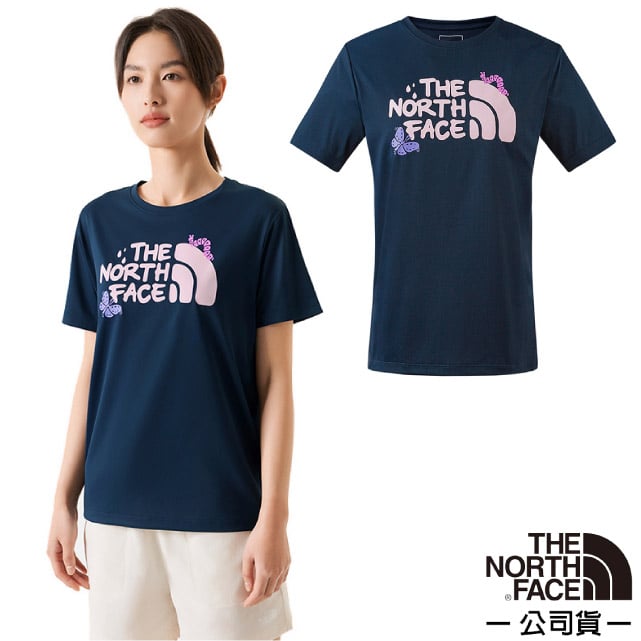 【The North Face】女 FLASHDRY 吸濕透氣排汗短袖圓領T恤.Anti-odor抑菌/88H2-8K2 北面山巔藍