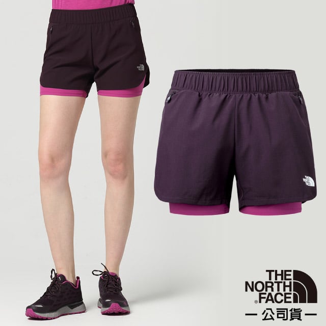 59折【美國 The North Face】女款 FlashDry-XD 閃電快乾耐磨彈性運動短褲/吸濕排汗_3LE8 紫 V