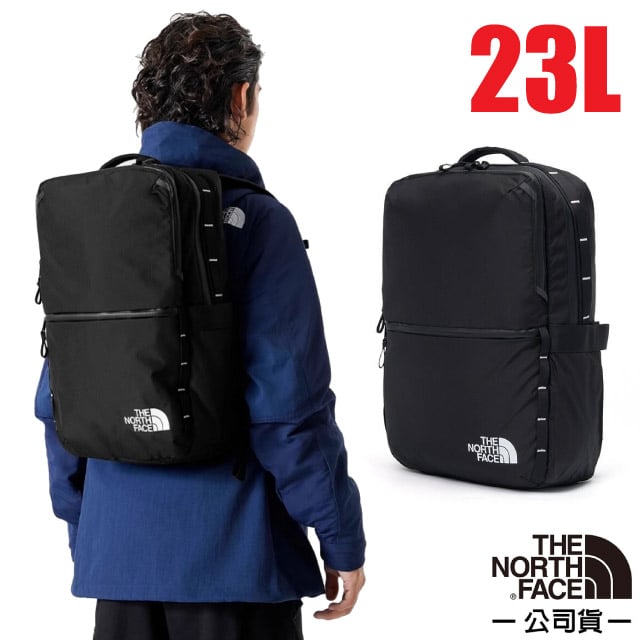 【The North Face】大容量多夾層休閒後揹包23L.大容量主袋.日用雙肩揹包/收納夾層/8AMK-53R 時尚黑