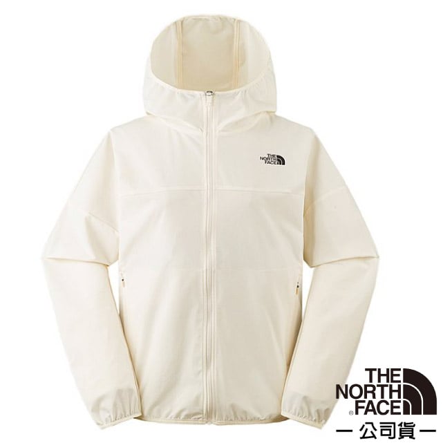 【The North Face】女 NEW ZEPHYR WIND 防風防潑水防曬連帽輕薄外套(亞洲版型)7WCP-4HP 米白色