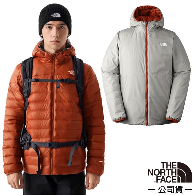 【The North Face】男 防潑水保暖兩面穿連帽羽絨外套/DWR防潑水/700蓬鬆度羽絨/83OM-OWX 棕/灰