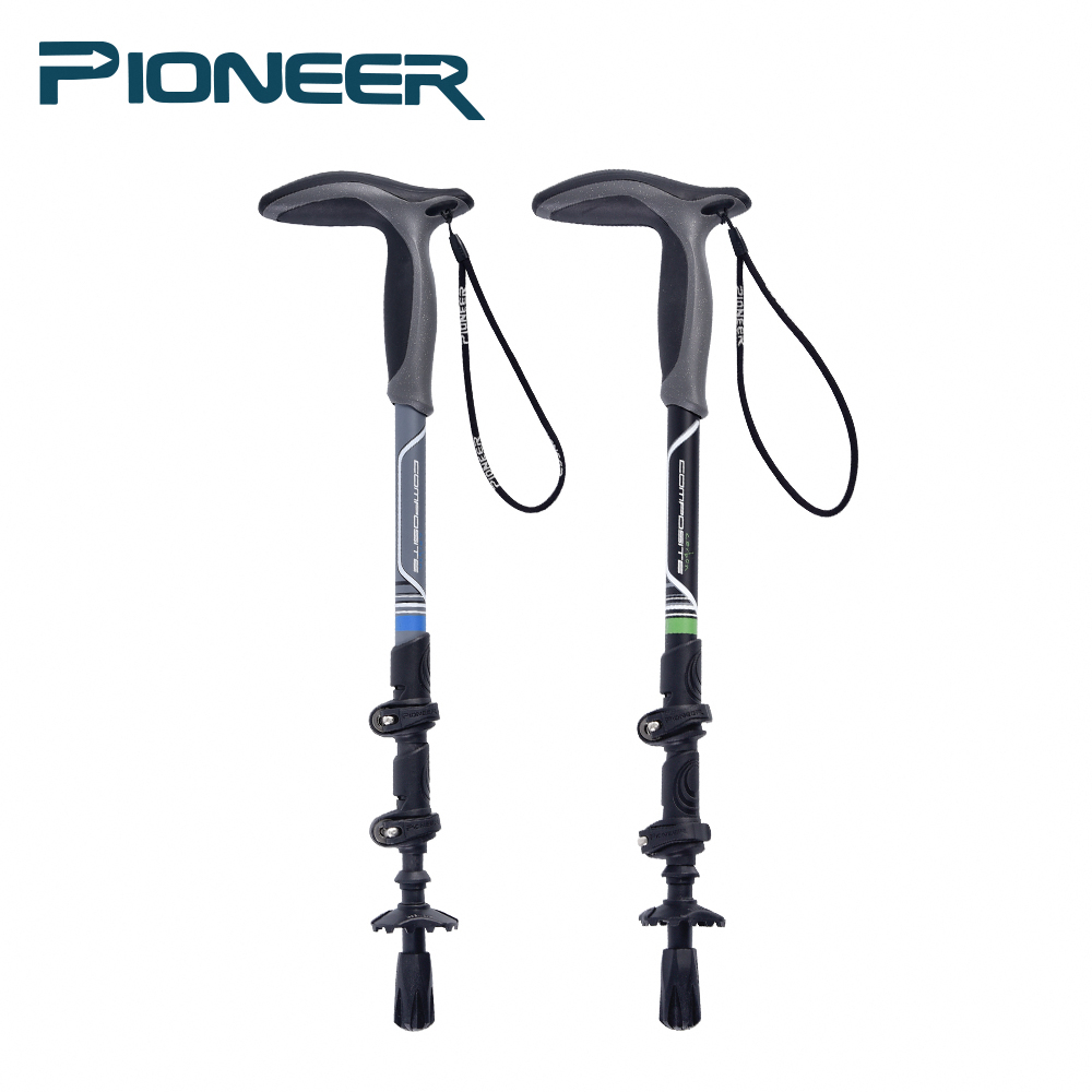 【開拓者 Pioneer】新大陸碳纖維速鎖彎把登山杖(兩色任選)