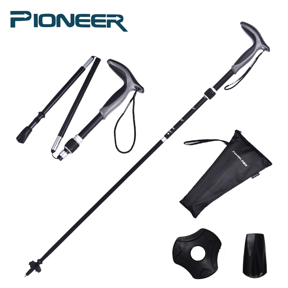 【開拓者 Pioneer】峰精靈碳纖維摺疊彎把登山杖/摺疊登山杖(兩款任選)