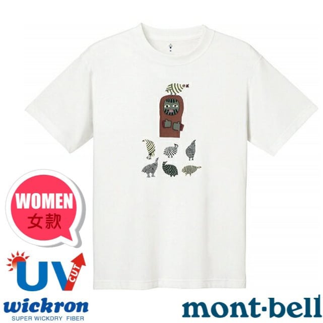【mont-bell】女 Wickron 抗UV吸濕排汗短袖T恤(鳥&山男) 快乾透氣.光觸媒抗菌除臭/1114175 WT 白