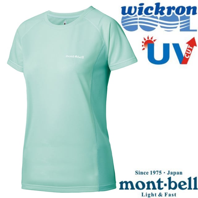 【mont-bell】女 Wickron COOL 抗UV 短袖圓領排汗衣/快乾透氣.光觸媒抗菌除臭/1114628 LBL 淺藍
