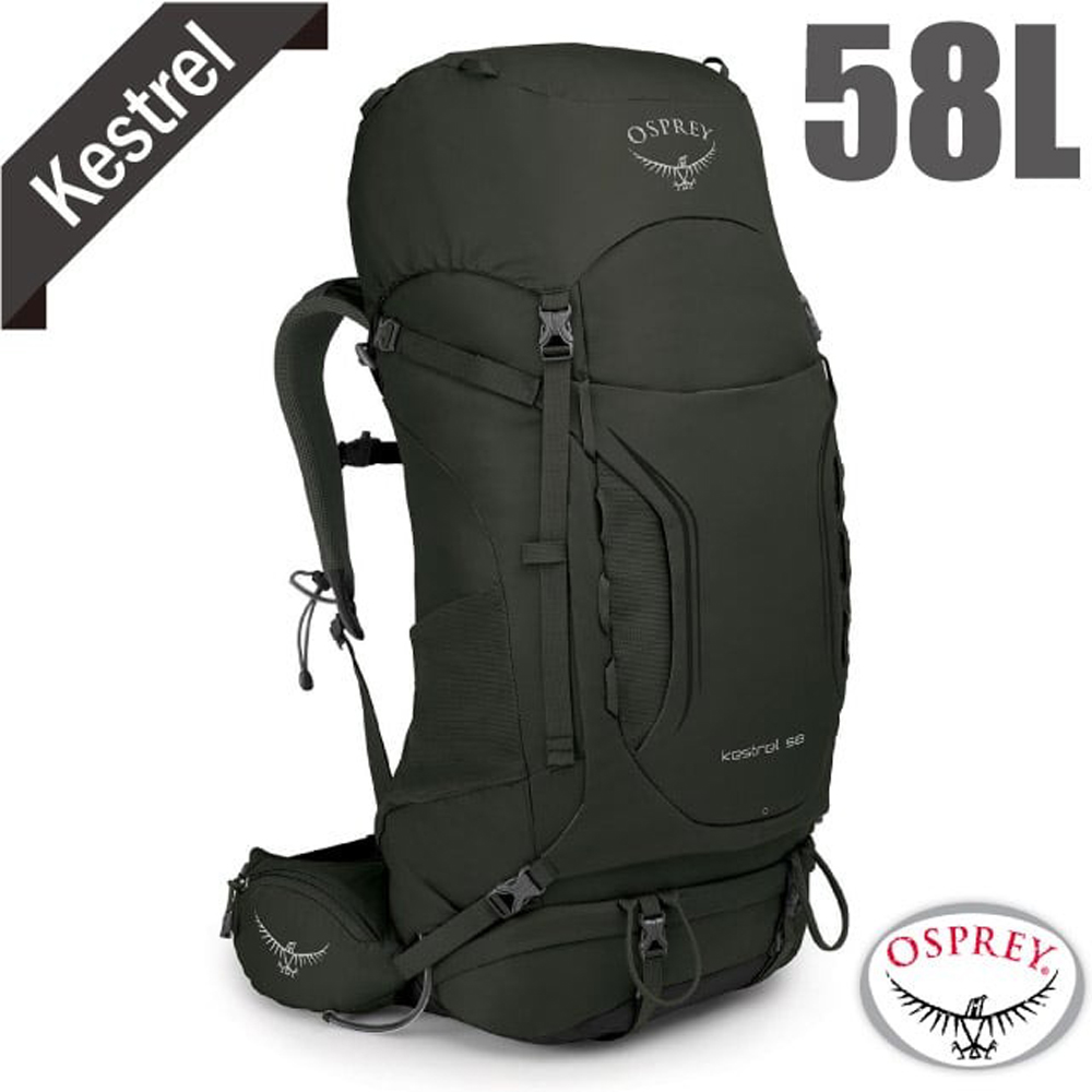 【美國 OSPREY】新款 Kestrel 58L 輕量健行登山揹包(M/L).3D立體網背.附防水揹包套/橄欖綠 R