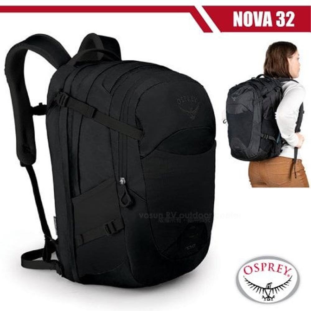 【美國 OSPREY】女新款 NOVA 32L 超輕多功能城市休閒筆電背包適旅遊通勤.自助旅行_黑