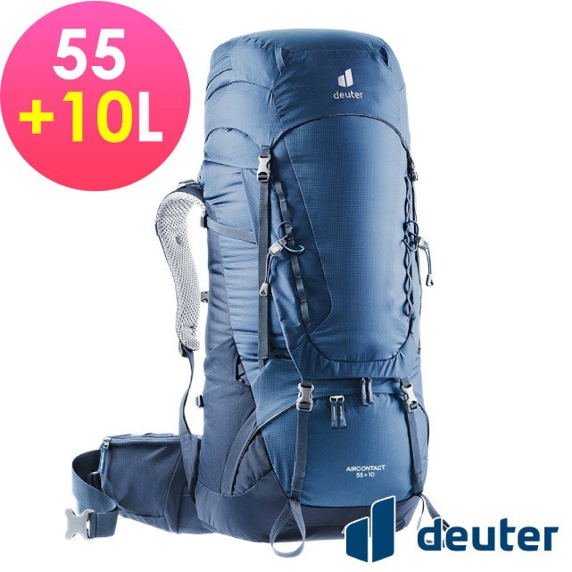 【Deuter】AIRCONTACT 拔熱透氣背包55+10L.登山健行背包/快速調節背長.人體工學背帶/3320321 藍