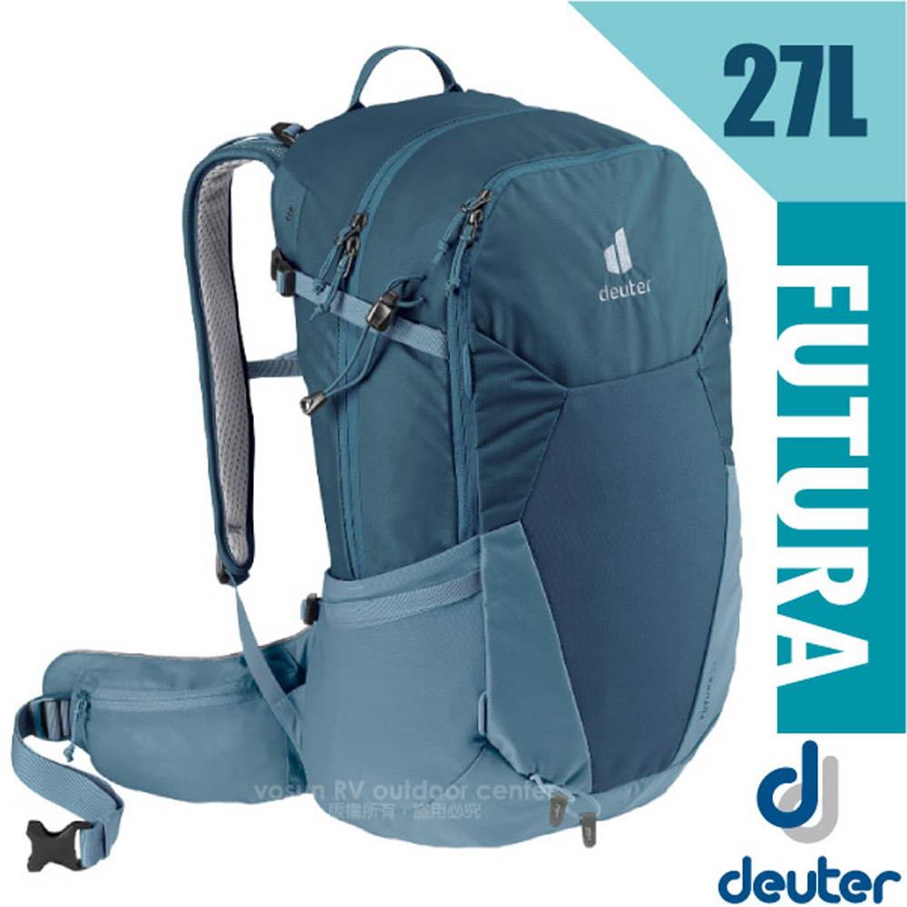 【Deuter】Futura 27L 輕量網架式透氣背包(附原廠防水背包套) 透氣網架背負系統/3400321 深藍/水藍
